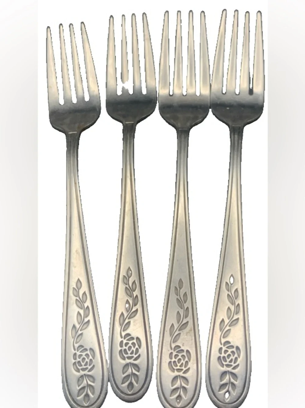 Vintage Rogers Stainless Floral Mist Etched Rose Pattern Lot of 4 Forks